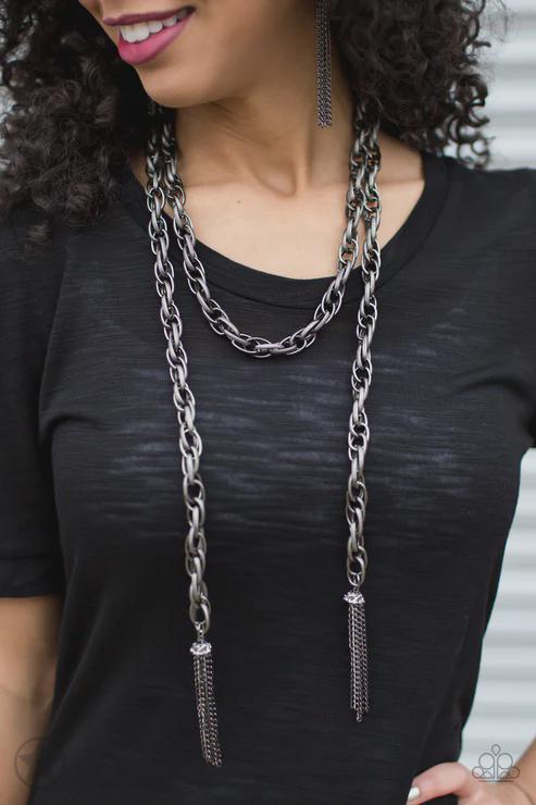 SCARFed for Attention – Gunmetal Necklace Set