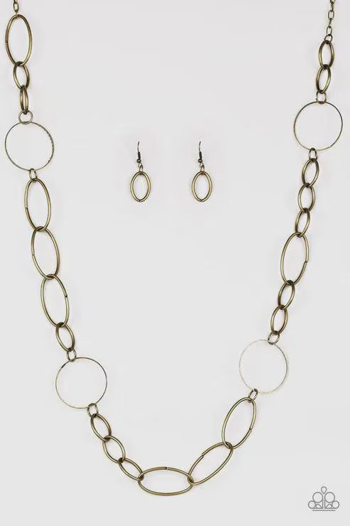 Brass Mismatch – Necklace and Earrings Set